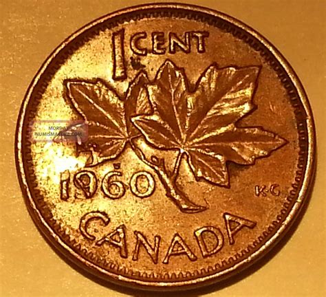 Error Coin 1960 Damage On Leaf And Date Elizabeth Ii Canada Penny S52