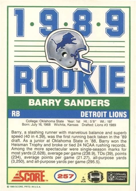 Barry Sanders Rookie Cards: The Ultimate Collector’s Guide - Old Sports Cards