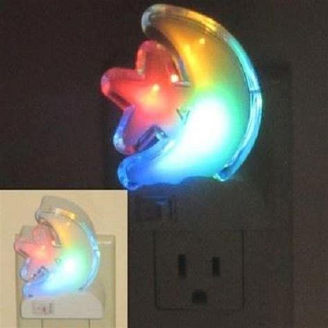 Led Night Light Plug-In Wall Multicolor Star Moon Shaped Energy-Saving Lamp : ShoppersBD