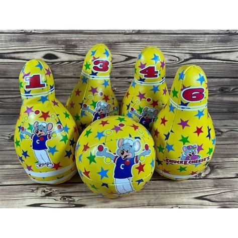 Toys | Chuck E Cheese Bowling Set 4 Pins 1 Ball 1 Carrying Case | Poshmark