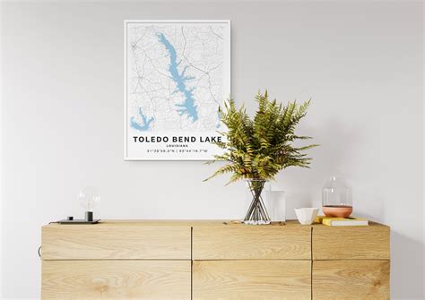 Printable Map of Toledo Bend Reservoir Louisiana United - Etsy