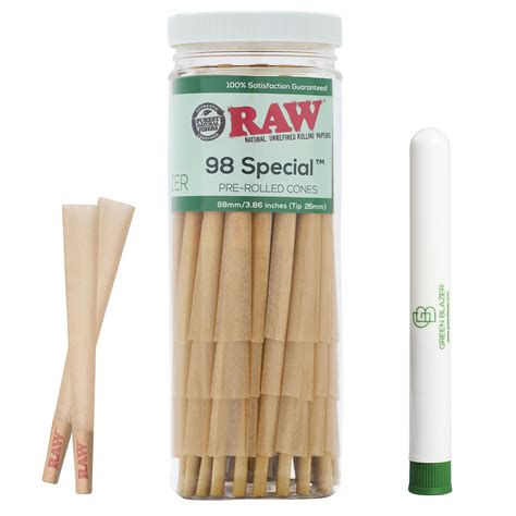 Buy RAW Cones 98 Special: 50 Pack Patented Slow Burning Pre Rolled ...