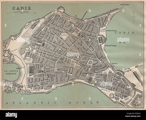 CADIZ. Vintage town city map plan. Spain, 1899 Stock Photo - Alamy