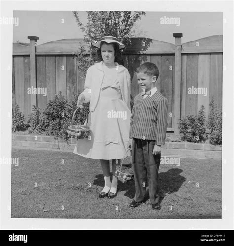 1950s brother and sister pose on Easter Sunday, USA Stock Photo - Alamy