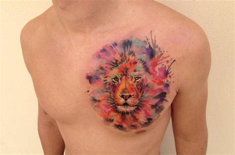 lion watercolor tattoo by Ondrash - Design of TattoosDesign of Tattoos