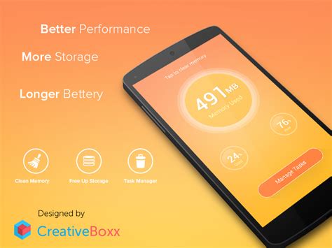 Memory Cleaner app for Android by Creative Boxx™ on Dribbble