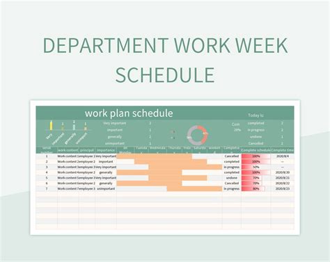 Department Work Week Schedule Excel Template And Google Sheets File For Free Download - Slidesdocs