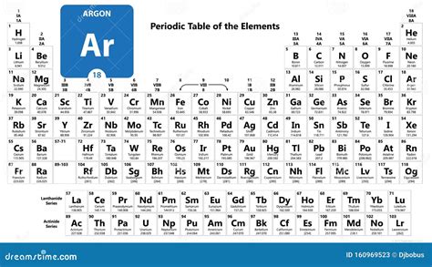 Argon Ar Chemical Element. Argon Sign with Atomic Number. Chemical 18 Element of Periodic Table ...