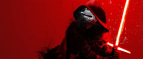 Wallpaper : 3440x1440 px, Kylo Ren, lightsaber, red background, Star Wars The Force Awakens ...