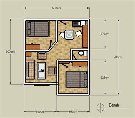 9 Inspirasi Desain Rumah Kontrakan 3x6 & Denahnya