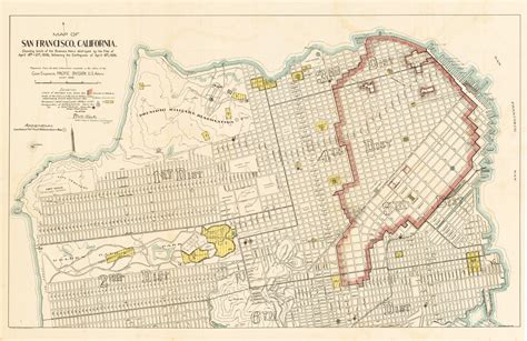 Antique Map San Francisco Fire 1906 : nwcartographic.com – New World ...