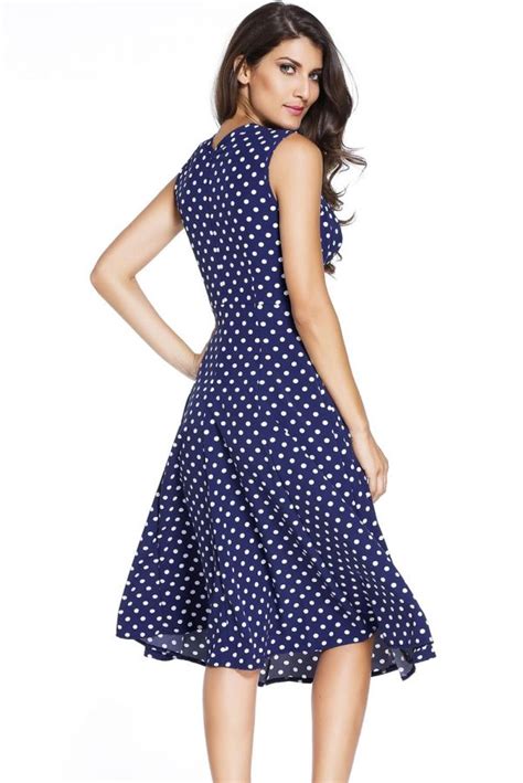 Women Summer Polka Dot Navy Skater Style Dresses - Online Store for Women Sexy Dresses