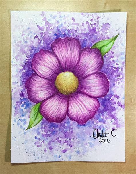Watercolor Pencil Drawing of a Flower