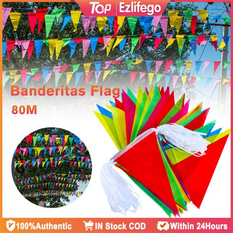 【COD】 80 Meter Banderitas Fiesta Flag Birthday Party Grand Opening Party Decorations Triangle ...