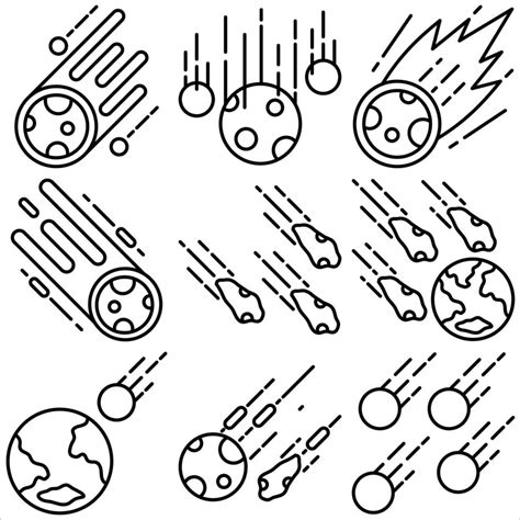 Space icon set outline style part three 17531591 Vector Art at Vecteezy