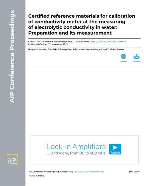 (PDF) Certified reference materials for calibration of conductivity ...