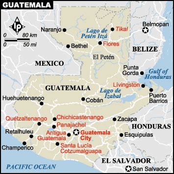 Guatemala map CARIBBEAN - Country map of Guatemala