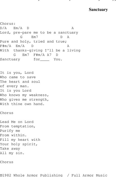 Sanctuary - Christian Gospel Song Lyrics and Chords