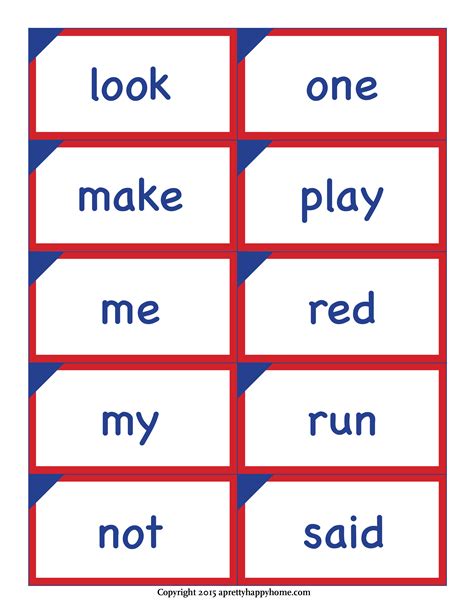 Kindergarten Sight Words Flash Cards With Pictures : Free Printable ...