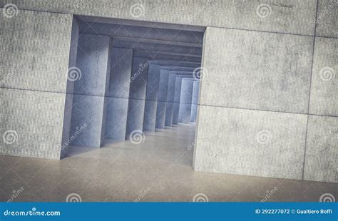 Modern Abstract Concrete Architecture Stock Illustration - Illustration of corridor ...