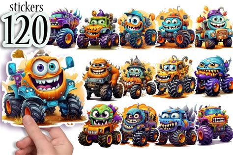 Cute Halloween Stickers Printable: Monster Truck Print & Cut