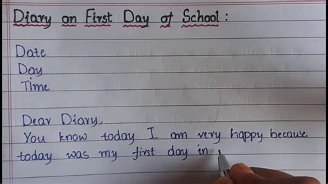 Diary Entry On First Day Of School ||Essential Essay Writing ||Diary Entry in English - YouTube