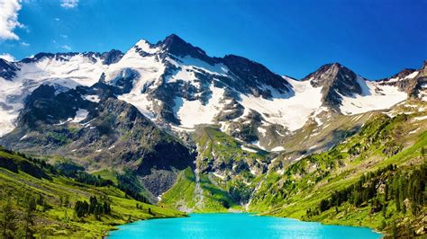 Fondo de Pantalla Paisaje montañas nevadas agua clara azul | Imagenes Hilandy