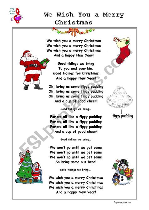 Christmas Song: We Wish You a Merry Christmas - ESL worksheet by Agamat