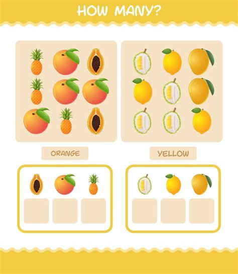 How many cartoon fruits. Counting game. Educational game for pre shool ...