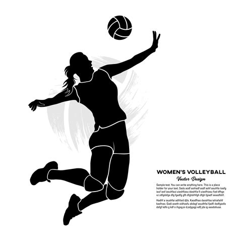 Silhouette of female volleyball player jumping and hitting the ball ...