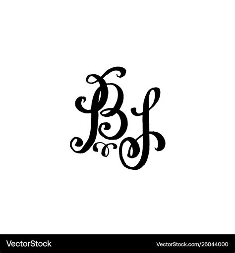 Hand drawn letters b and j for wedding logo Vector Image