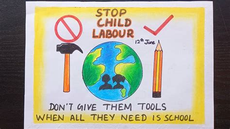 Stop Child Labour Poster Drawing/ World Day Against Child Labour Drawing Check more at https ...