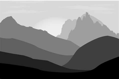 black and white outlines of mountains 14470177 Vector Art at Vecteezy