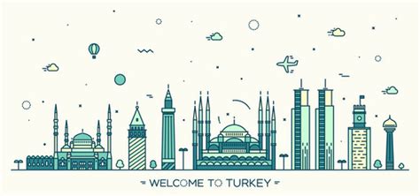 Turkey city skyline silhouette with black Vector Image