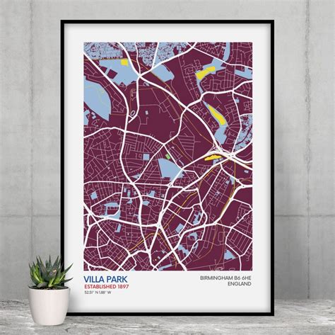 Aston Villa Stadium Map Print Club Colours Football Stadium Art Map ...