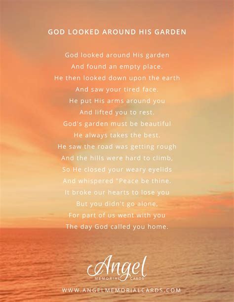 'God looked around his garden' funeral memory poem for memorial cards ...