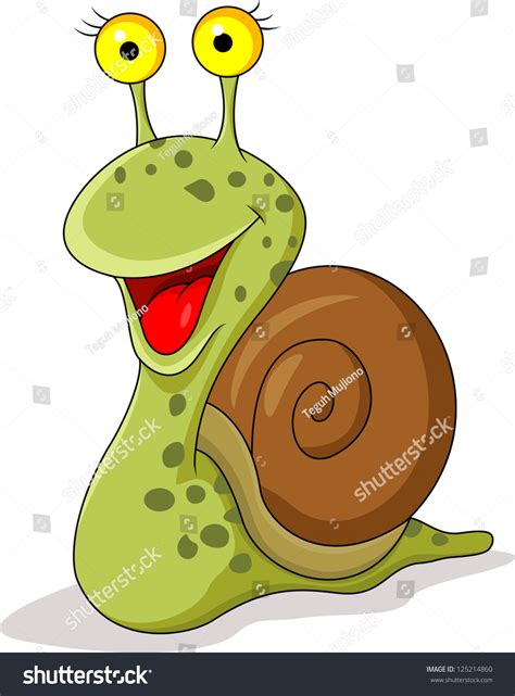 Funny Snail Cartoon Stock Vector Illustration 125214860 : Shutterstock