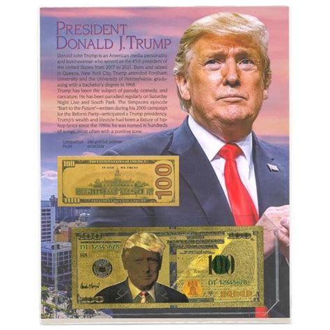 President Donald J. Trump 24kt Gold Foil Collectible $100 Replica on Giclee Art Card Display