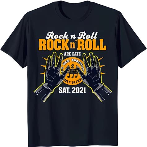 Black T-Shirt with 'Rock n Roll Rock n Roll' Design Clapping Hands ...