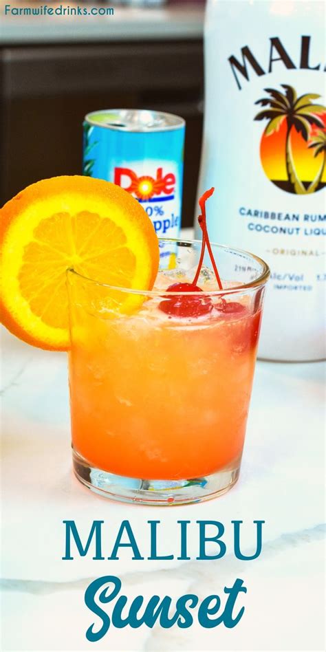 Malibu Sunset Drink | Rum drinks recipes, Yummy alcoholic drinks, Summer drinks alcohol