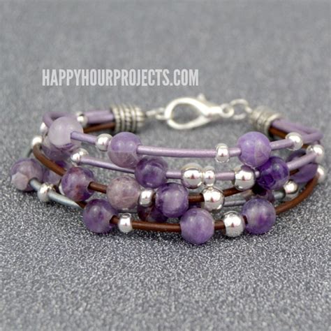 Layered Leather Beaded Bracelet - Happy Hour Projects