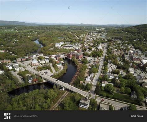 Otter Creek and Middlebury, Vermont stock photo - OFFSET