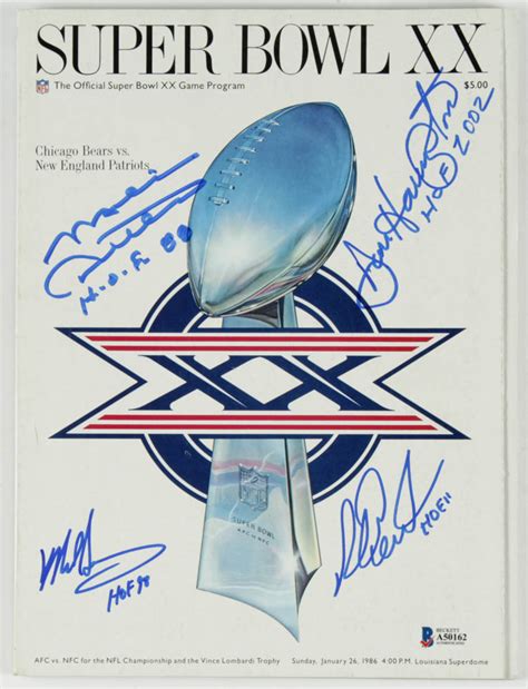 1985 Super Bowl XX Game Program Signed by (4) with Mike Ditka, Mike Singletary, Richard Dent ...