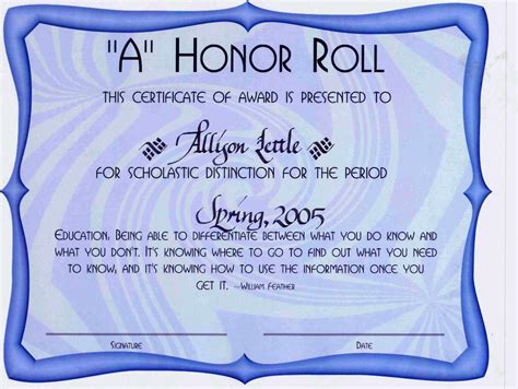 Explore Our Sample of Honor Roll Certificate Template Free ...