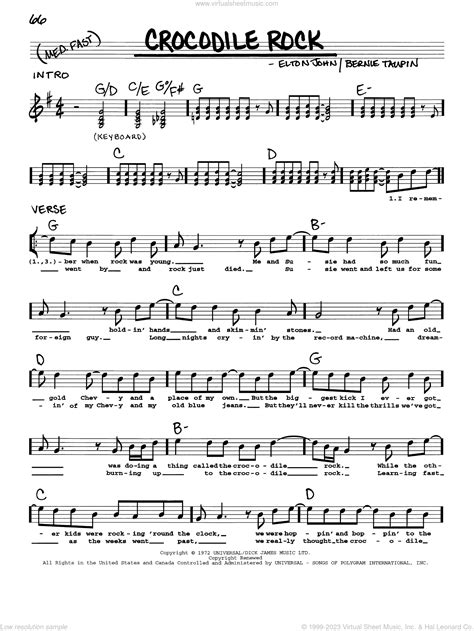 Crocodile Rock sheet music (real book with lyrics) (PDF)