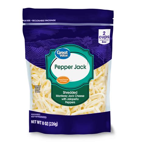 Great Value Shredded Pepper Jack Cheese, 8 oz - Walmart.com