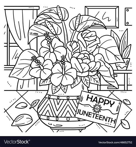 Juneteenth flowers coloring page for kids Vector Image