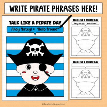 Talk Like A Pirate Day Activities Writing and Drawing Self Portrait Template