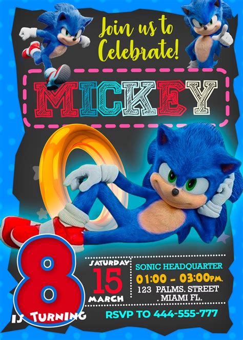 Sonic The Hedgehog Birthday Party Invitation 3 | Super Invite | Sonic birthday parties, Hedgehog ...