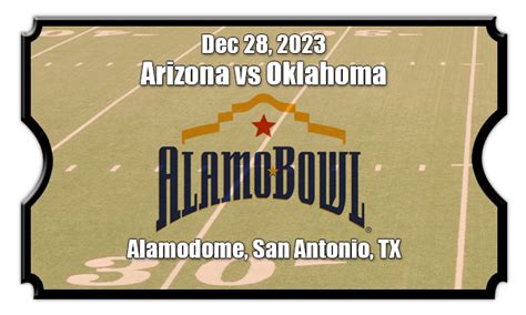 Arizona Wildcats vs Oklahoma Sooners Tickets | Valero Alamo Bowl | 12 ...